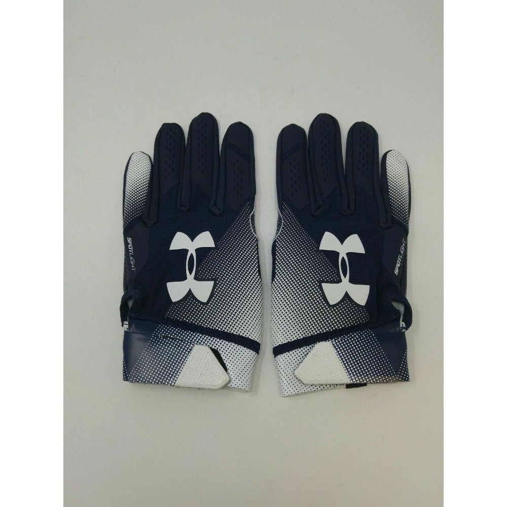 New Under Armour Men's Navy/Navy/White Spotlight WR Football Gloves - Size Large